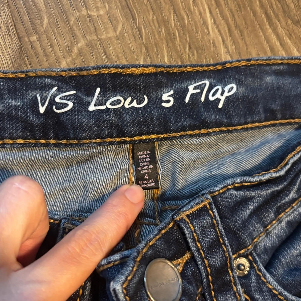 Victoria's Secret Dark Blue Distressed Flare Jeans - Picture 3 of 6